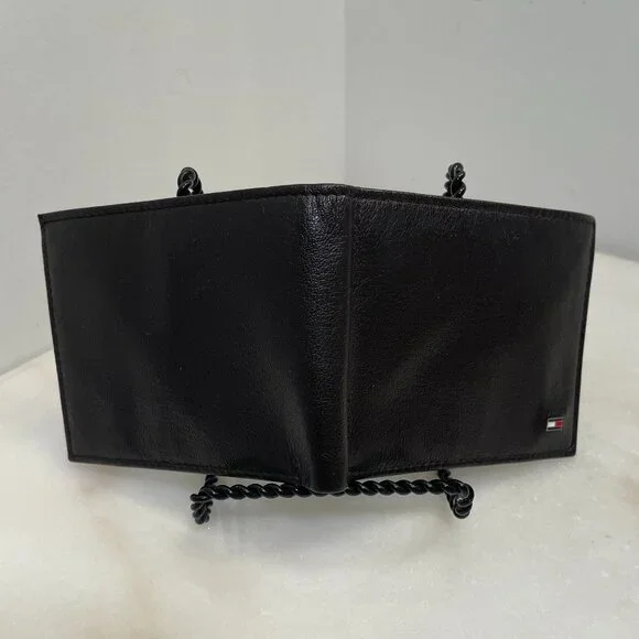 Tommy Hilfiger Men's Classic Logo Bifold Dark Brown Leather Wallet - Picture 6 of 13